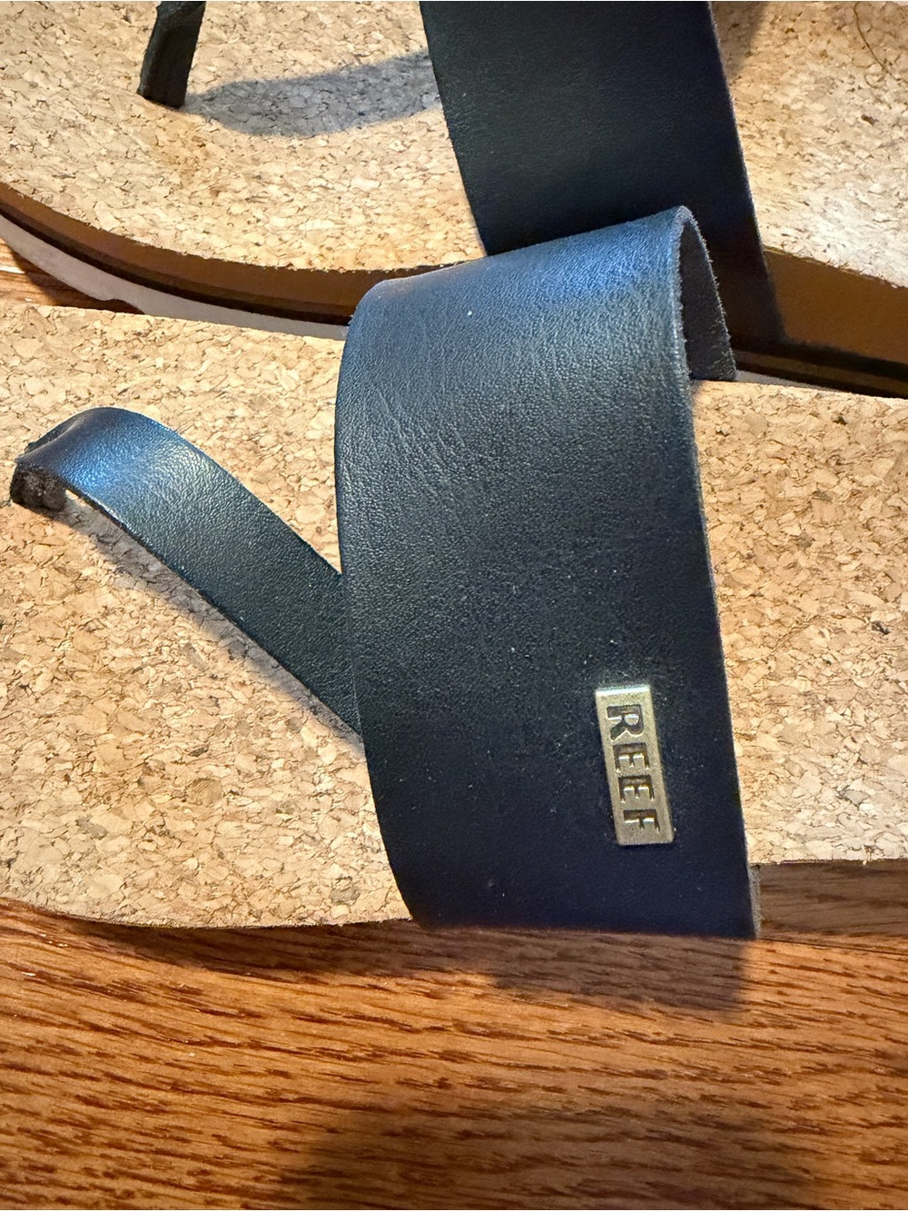 Reef Cushion Sol Hi -Black Cork Slide Sandals with Toe Post - Picture 12 of 13